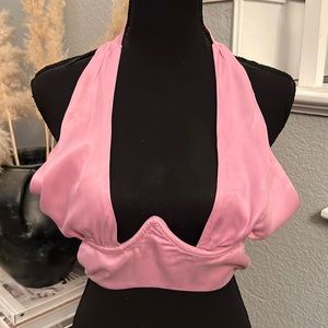 For Love And Lemons Satin Pink Bikini Top